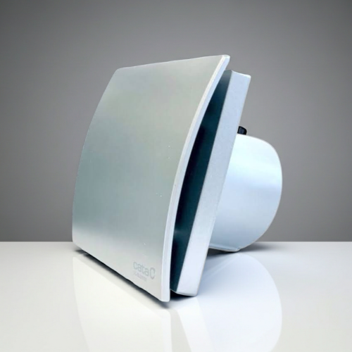 Srebrny wentylator łazienkowy Cata Silentis 100 Standard Satyna