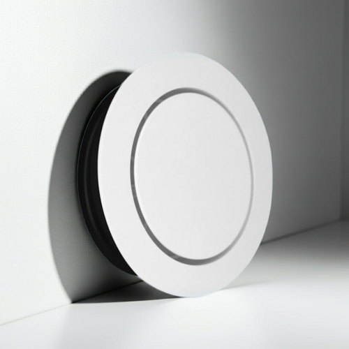 Biały płaski anemostat fi125mm wyciągowy VPE-125B Lindab