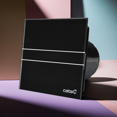 Wentylator łazienkowy czarny Cata E120GB Standard fi 120 szklany panel