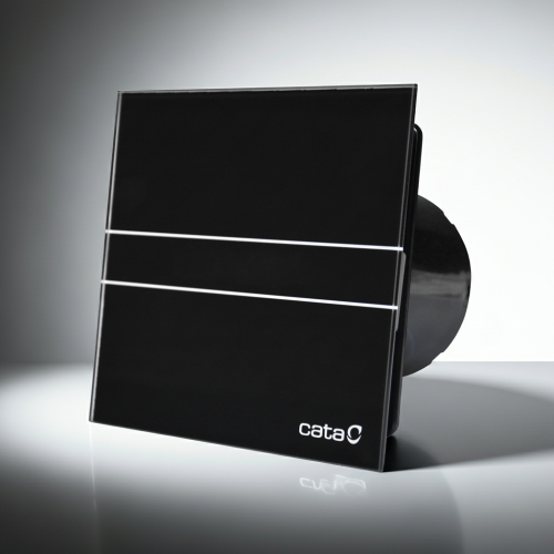 Wentylator łazienkowy czarny Cata E120GB Standard fi 120 szklany panel