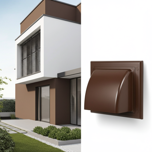 Kratka wentylacyjna wywiewna fi100mm brązowa z zaworem