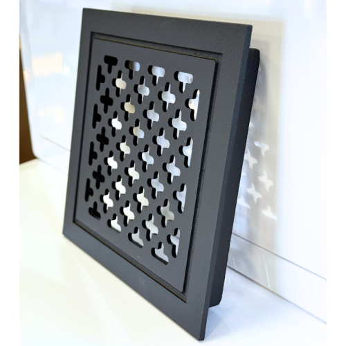Kratka wentylacyjna koniczynka retro 14x14 czarna matowa aluminiowa 