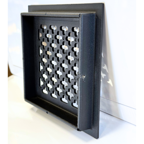 Kratka wentylacyjna koniczynka retro 14x14 czarna matowa aluminiowa 