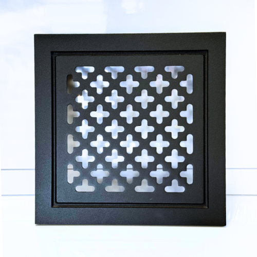 Kratka wentylacyjna koniczynka retro 14x14 czarna matowa aluminiowa 