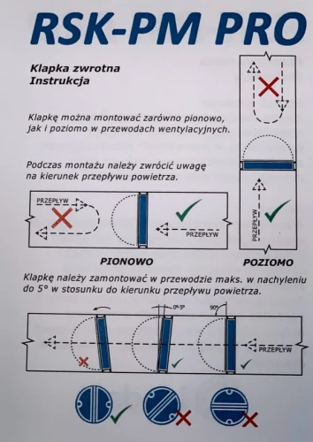 Zawór zwrotny wentylacyjny z magnesem fi 125 RSK-PM-PRO do okapu 