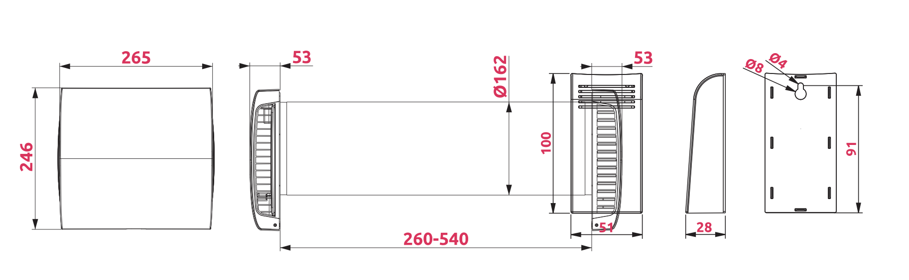 Wymiary Awenta AHR160